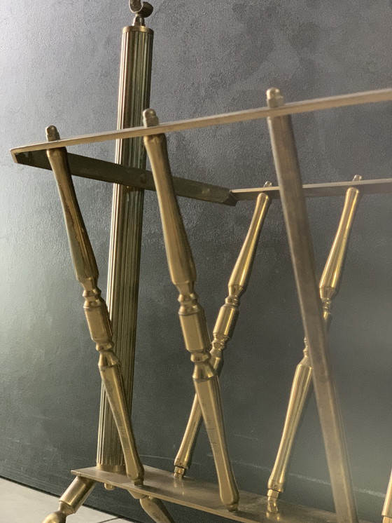 Image 1 of vintage brass magazine rack