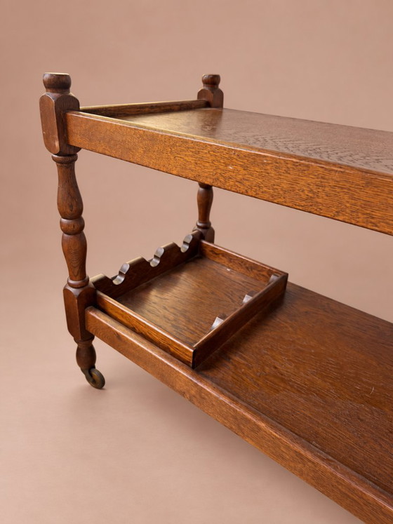 Wooden bar cart with two tiers, Brown, Vintage (photo 3 of 5)