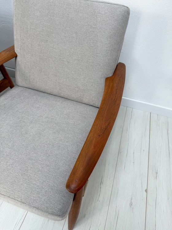 Image 1 of 1/2 Poltrona danese in teak anni '60 – Poltrona lounge di metà secolo con rivestimento nuovo