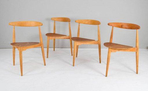 Fh4103 Heart Dining Chairs By Hans Wegner For Fritz Hansen, Denmark, 1950S, Set Of 4