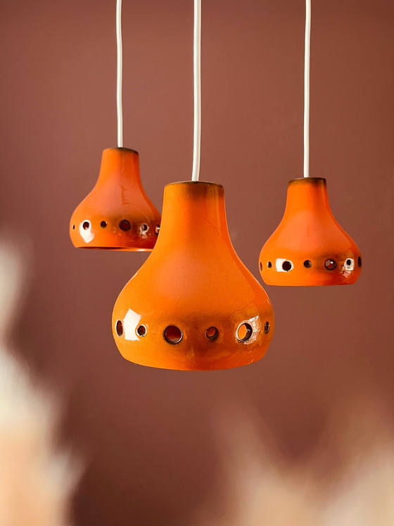 Image 1 of Uniek! Oranje Keramieken Cascade Hanglamp