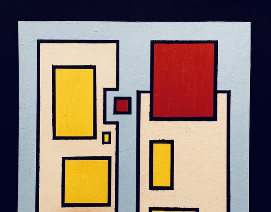 Image 1 of Shozo Hirai - Rare constructivist painting on panel circa 1980