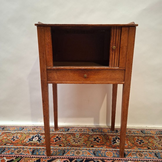Antiek Hollands Potten- Of Nachtkastje Van Massief Eikenhout Uit De Periode Rond 1800 (Louis Seize-Stijl) (photo 6 of 11)