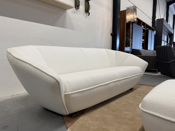 Image 1 of Canapé 3 places Pode Colla avec pouf en tissu Amelia