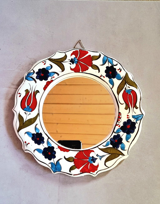 Floral ceramic mirror