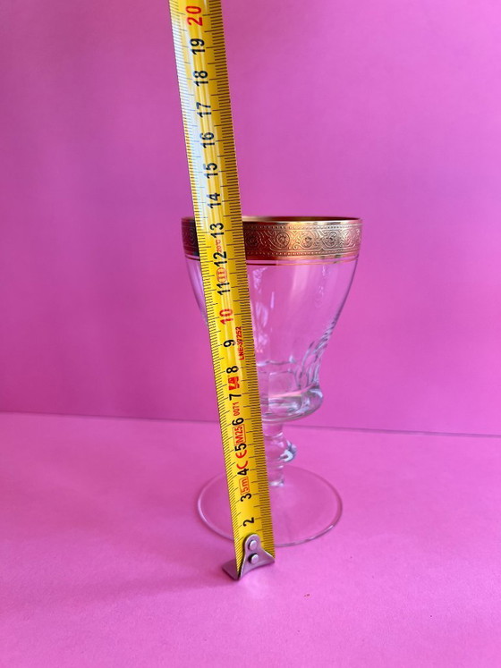 Image 1 of 6x Theresienthal Weinglas Likörglas Kristallglas „Concorde“ – 24K Goldrand – Mintonborte – Vintage