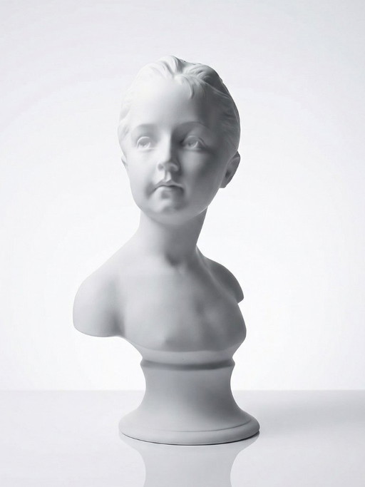 Bust of Louise Brongniard after Houdon, white biscuit porcelain, Tharaud, Limoges, 20th century