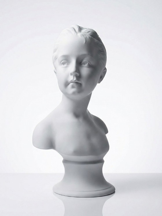 Image 1 of Bust of Louise Brongniard after Houdon, white biscuit porcelain, Tharaud, Limoges, 20th century