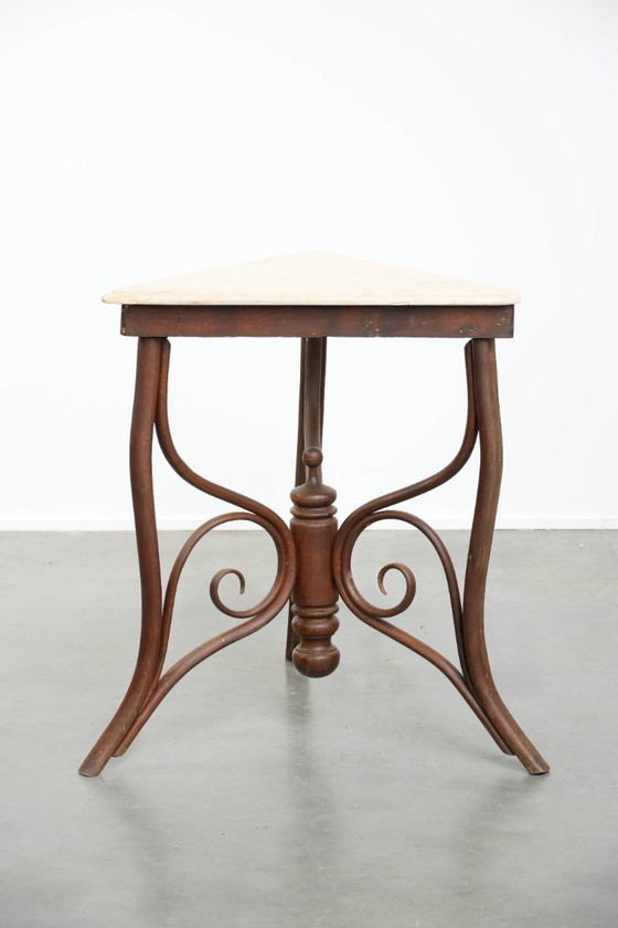 Image 1 of Antique Thonet design side table/side table from the early 20th century with a natural stone top