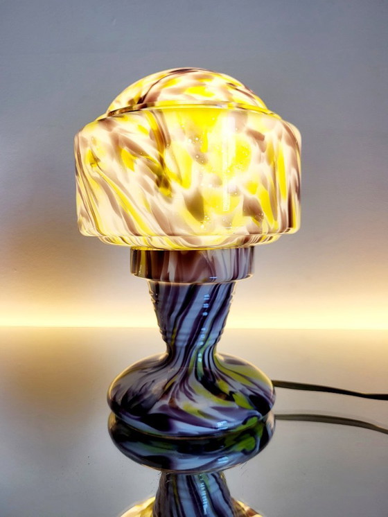 Image 1 of Lampe de table Art déco en verre opalin multicolore, Verreries de Scailmont, Henri Heemskerk, Belgique,années 1930