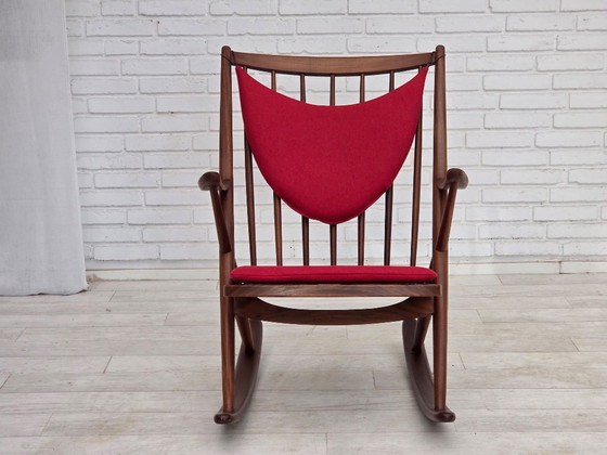 1960s Danish rocking chair by Frank Reenskaug, model 182, reupholstered. – Wood, Wool (photo 10 of 18)