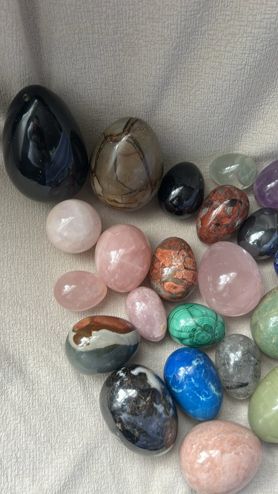 Image 1 of Set of 25 stone eggs in different colors