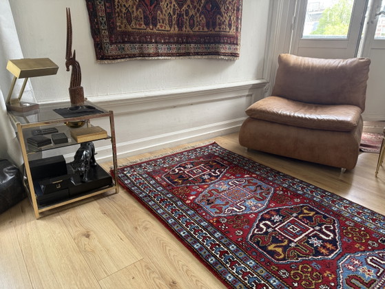 Image 1 of Chemin de table Kazak vintage noué à la main – 414 × 98 cm – années 1970