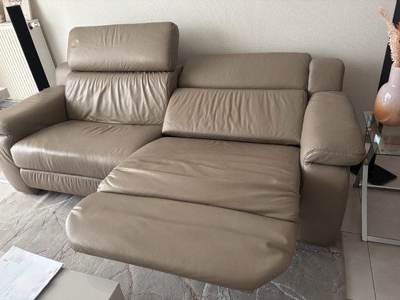 Himolla Genuine Leather Sofa, Electrically Adjustable, Taupe (photo 7 of 8)