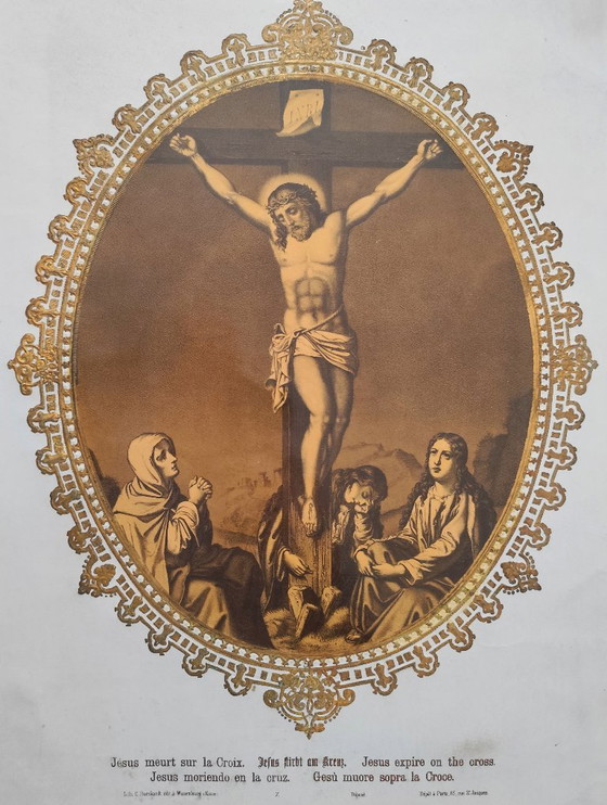 Image 1 of Cromolitografia antica | Crocifissione | Alsazia, c. 1880