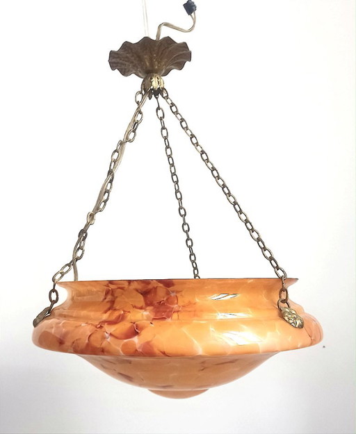 Art Deco Pendelleuchte Clichy Opalglas 42 cm Durchmesser
