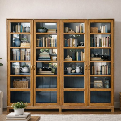 Display Cabinet with 4 Doors and Mirror