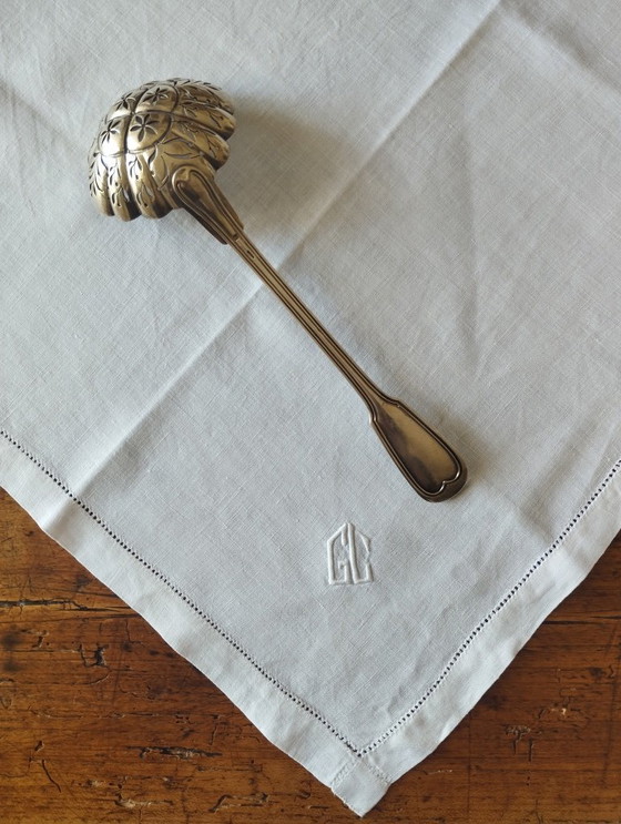 Image 1 of Christofle - Large silver-plated metal sprinkling spoon, filet pattern.