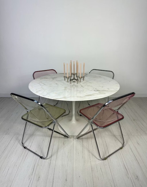 Originele Vintage Ronde Marmeren Tulip Eettafel door Eero Saarinen voor Knoll Int. 70er jaren