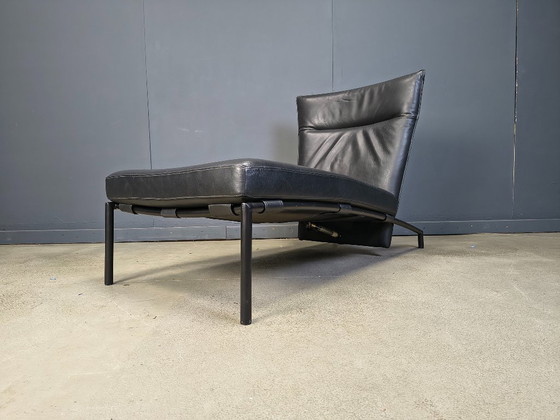 Image 1 of Chaise longue vintage in pelle nera di Peter Mally per Cor, anni '90