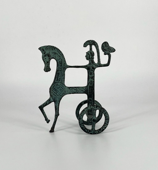 Figuur Frederick Weinberg stijl godin Athena & uil messing, brons