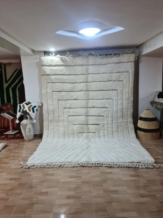 Tappeto Beni Ouaren Moderno Bianco con Motivi Convergenti 300x200 cm – Tappeti, Lana, Cotone, Scandinavian (photo 3 of 3)