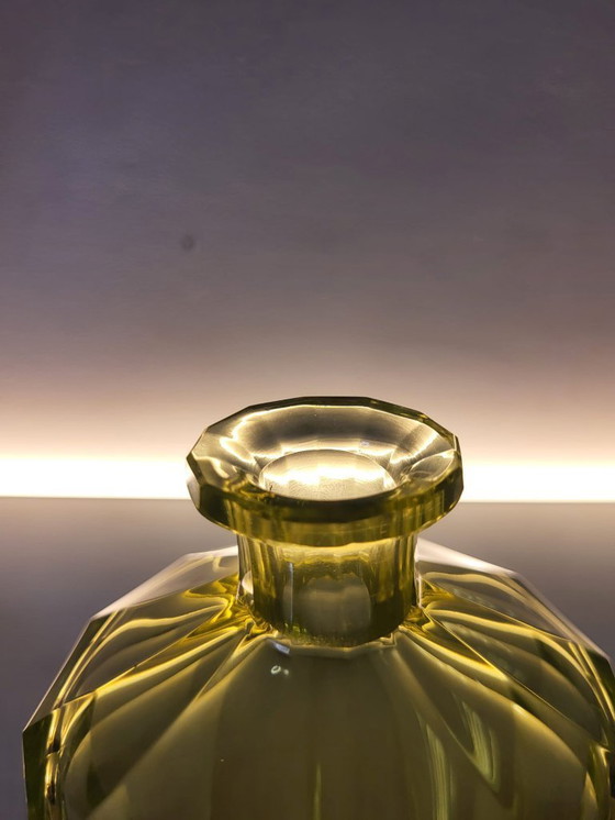 Image 1 of Val Saint Lambert “Montmartre” shaker / karaf met 2 glazen in uraniumglas ca. 1930