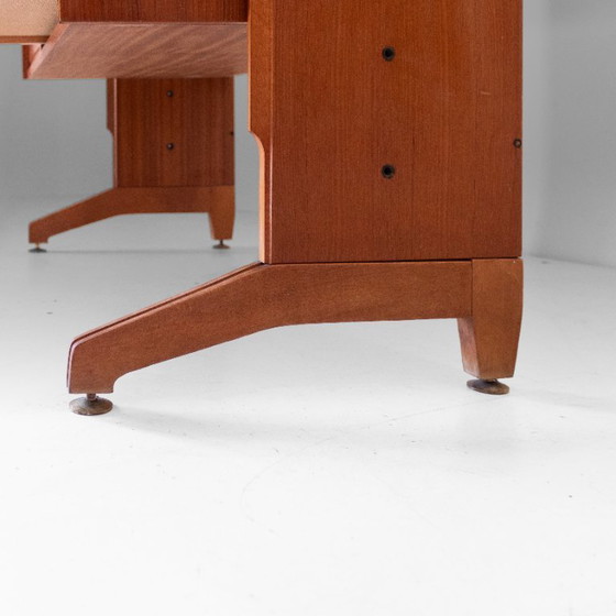 1x Vintage Italian Freestanding Teak Bookcase / Wall Unit in the Style of Dassi – Brass, Wood (photo 10 of 16)