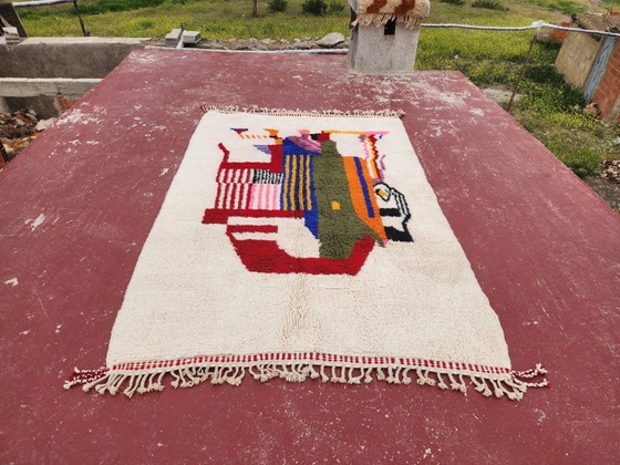 Artistic Berber rug 243x156 cm – Ecru wool & colourful abstract patterns – Rugs & carpets, Cotton, Modern (photo 4 of 10)