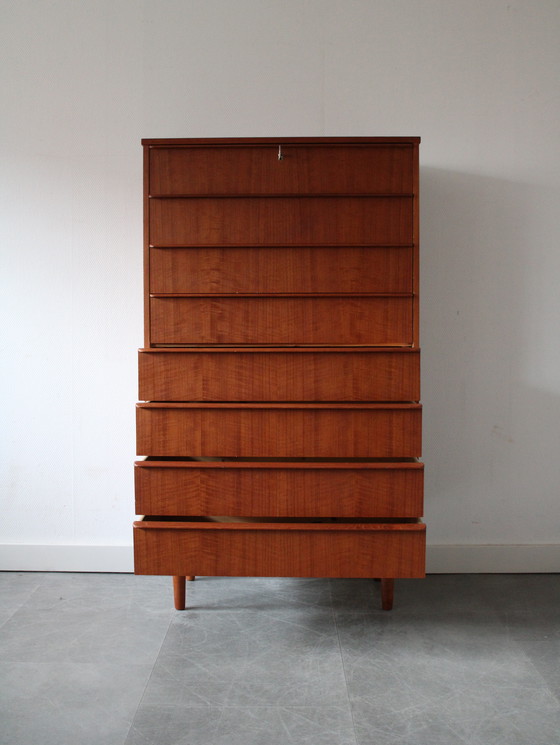Image 1 of Vintage Deense ladekast in teak, tallboy