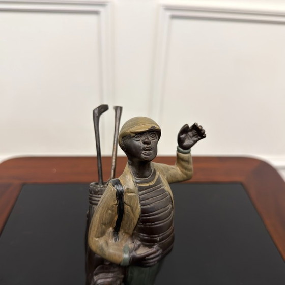 Scultura in Bronzo Antico Golfer Caddy – Sculture (photo 4 of 6)