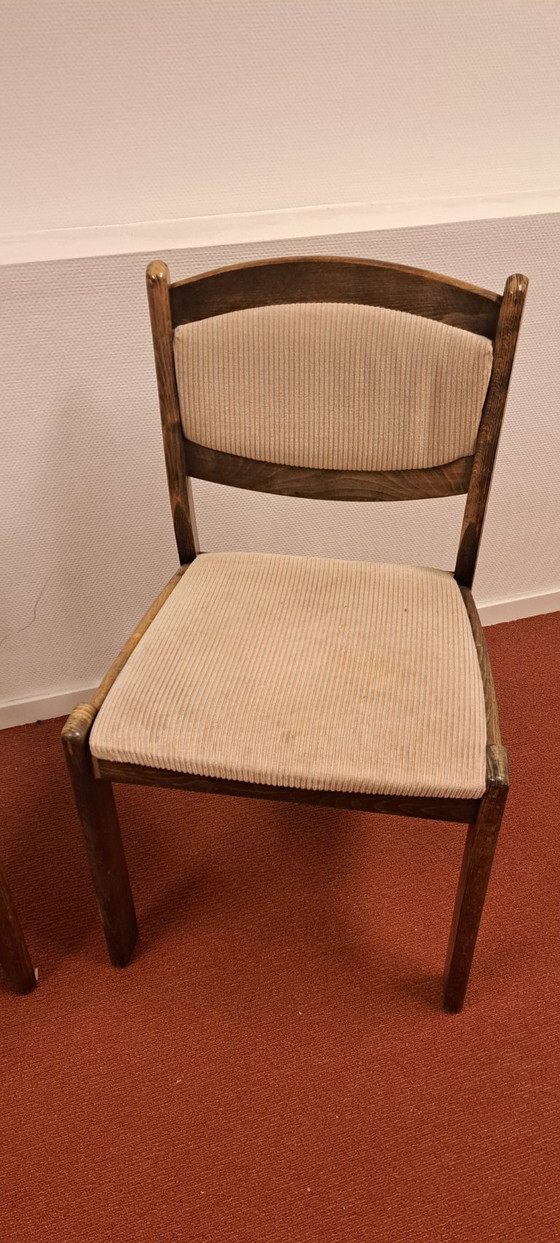 Image 1 of Set of 2 wooden chairs with beige upholstery