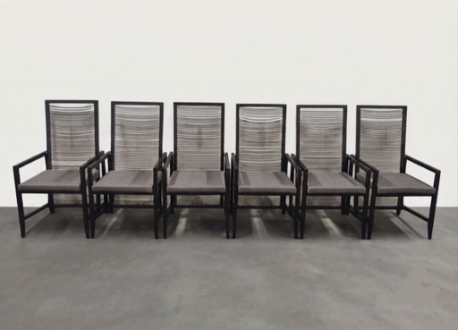 6x Bonacina Astoria design dining chairs – Pierantonio Bonacina, eetkamerstoelen, Leather, Textile (photo 2 of 15)