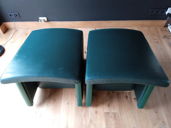 Image 1 of Twee club zetels - compact - lamsleder - donkergroen – design
