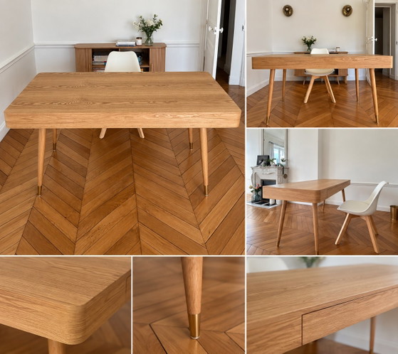 2 Scrivanie NV Gallery Vinyle – legno naturale e metallo dorato – 140 cm – Wood (photo 4 of 5)