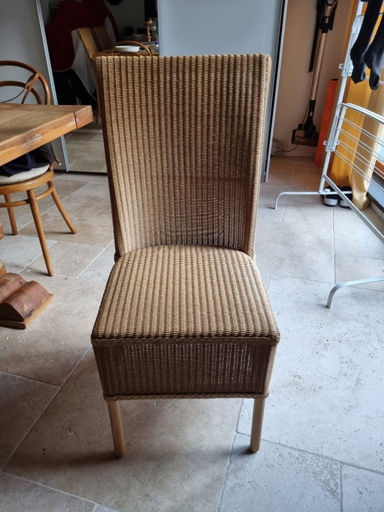 Image 1 of Table de monastère + 6 chaises en osier