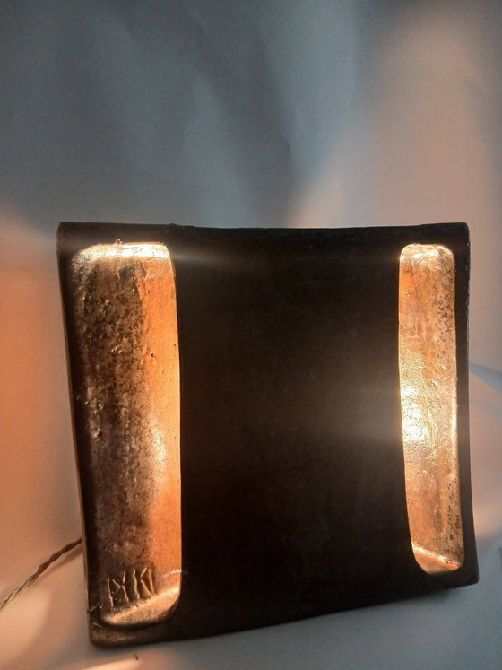 Image 1 of sculptural table lamp, "block" model