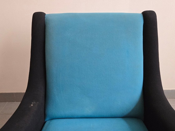 Image 1 of Vintage fauteuil uit 1950, rockabilly wollen jersey, DLG Marco Zanuso Arflex jaren 50