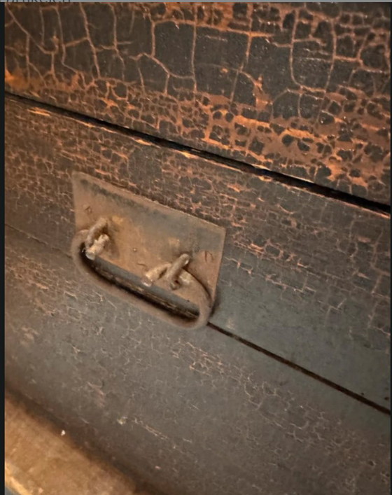 Image 1 of Auténtica maleta de cabina/viaje, color negro/marrón craquelado.