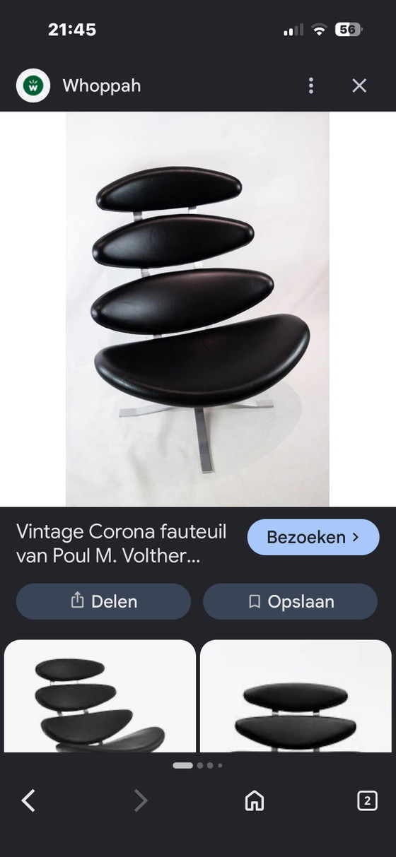 Corona Armchair with Separate Footstool – Leather, Metal (photo 5 of 5)