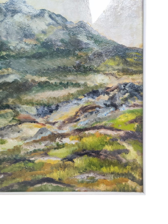 Italian Mountain Scenery - Oil on Canvas – Paintings & Drawings, Wood (photo 2 of 5)