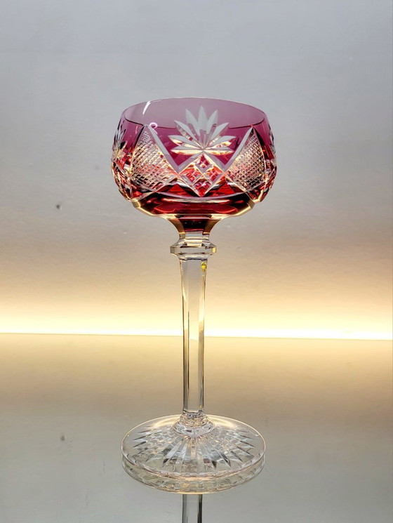 Image 1 of Set of 4 Val Saint Lambert "Berncastel" No. 204 Roemer glasses – hand-cut crystal – Belgium, 1905