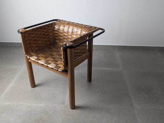 Image 1 of Silla Artesana de Castaño Tejido de Longinos, Premio Nacional de Artesanía, España años 80