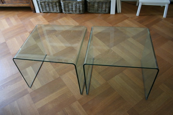 2 mesas auxiliares originales FIAM Italia D-LI – Cristal curvado – Fabricadas en Italia – Glass (photo 19 of 22)