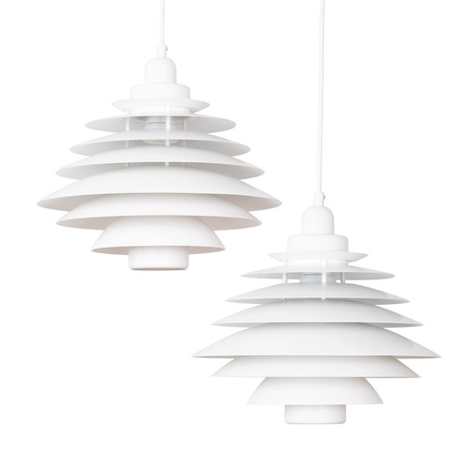Pair of 2 Danish Vintage Pendant Lamps Top Lamper, 1980s