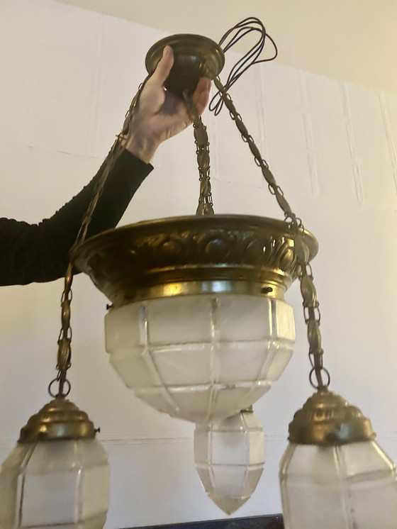 Image 1 of Art deco kroonluchter, glas