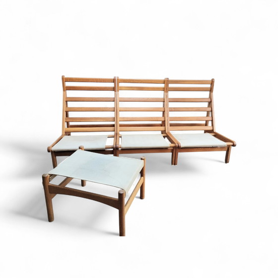 Image 1 of Set da salotto vintage danese (5 pezzi), sedie Rag di Bernt Petersen