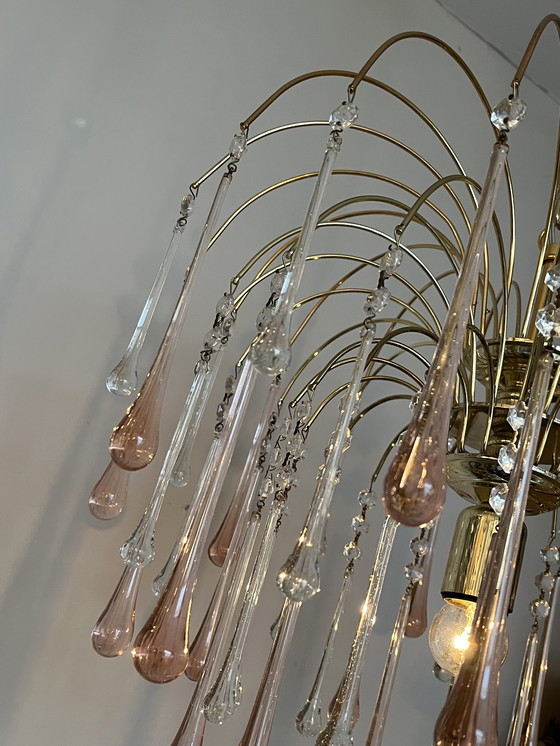 Image 1 of Vintage Pink Teardrop Chandelier Crystal Beads