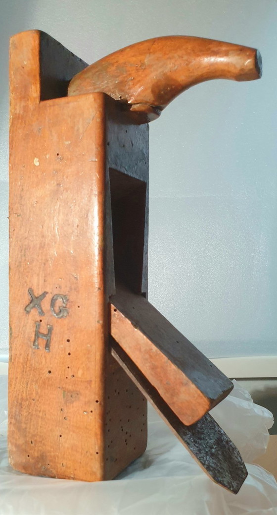 Image 1 of Vintage Industrial Wooden Plane Bookends | Signed XGH | 1950s