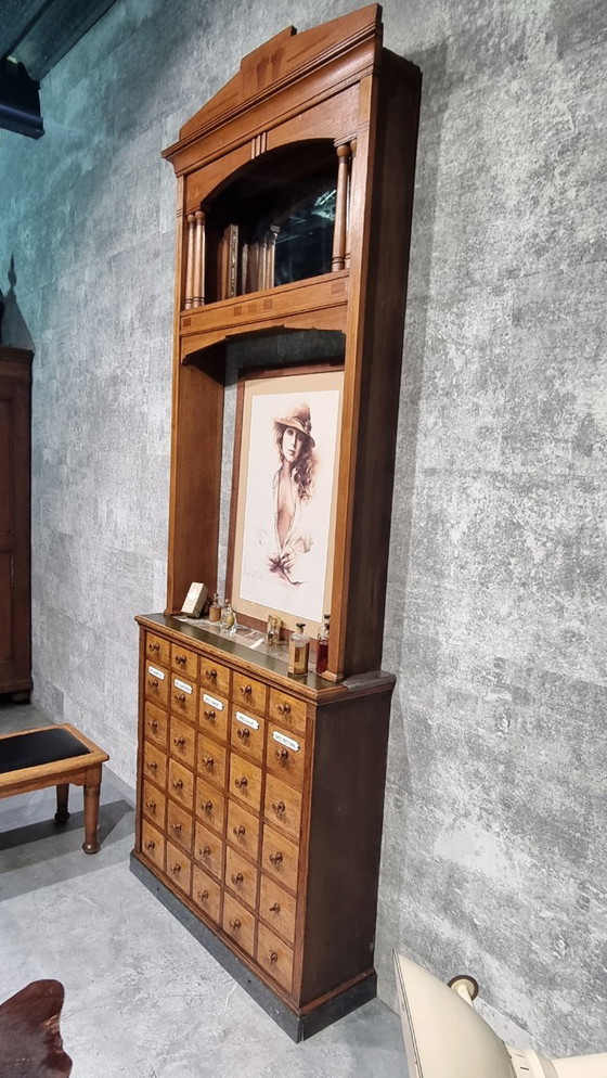 Image 1 of Apothecary Cabinet Drawers Antique Pharmacy Cabinet